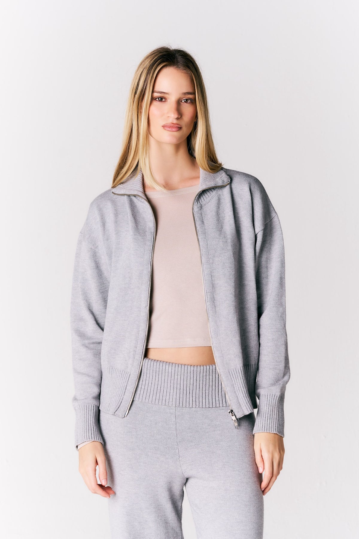 Jaqueta Zíper Tricot