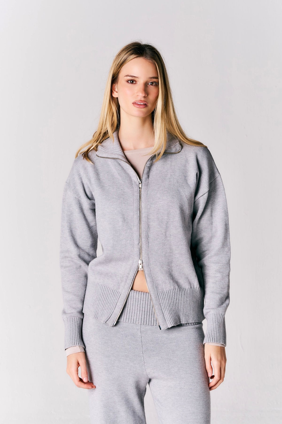Jaqueta Zíper Tricot