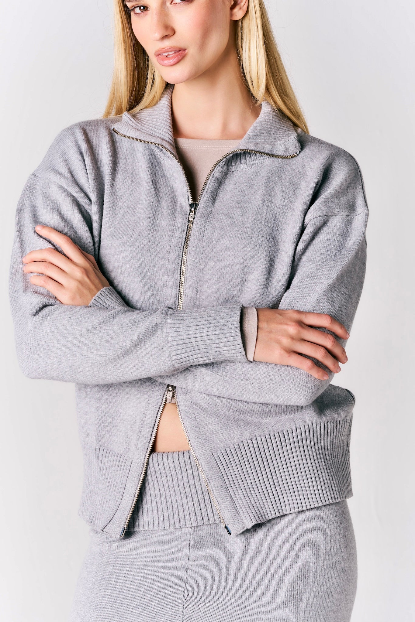 Jaqueta Zíper Tricot